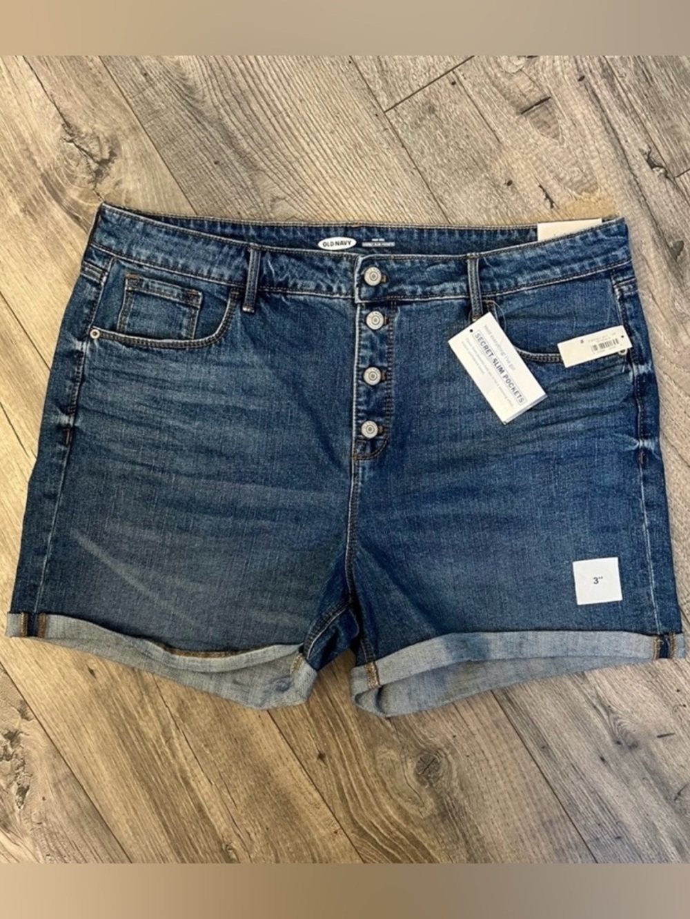 NWT Old Navy Button Fly Classic Blue Denim Jeans 3" - Size 16